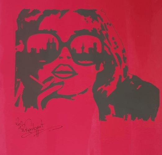 Porträt einer jungen Frau als Siebdruck in Rot. (Foto: Gemeinde Wachtberg/mf)