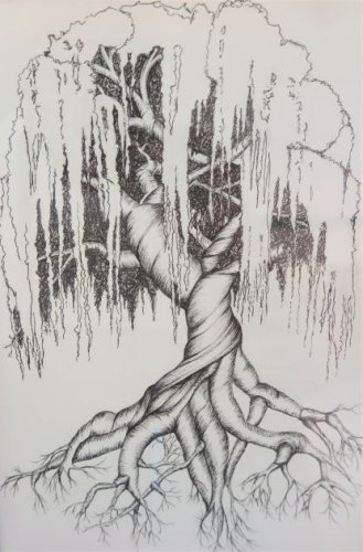 Nur mit Fineliner gezeichneter Baum – von Susanne Feldes. (Foto: Gemeinde Wachtberg/mm)