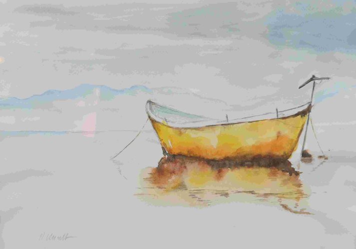 "Boot"-Aquarell von Martina Unselt. (Foto: Gemeinde Wachtberg/mm)